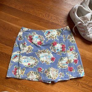 Vintage 1990s Hawaiian Button Lavender Skort